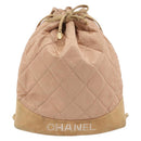CHANEL Matelasse Schoudertas Rugzak Satijn Roze Goud CC Auth bs34274-13
