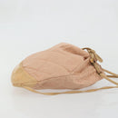 CHANEL Matelasse Schoudertas Rugzak Satijn Roze Goud CC Auth bs34274-3