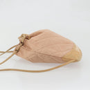 CHANEL Matelasse Schoudertas Rugzak Satijn Roze Goud CC Auth bs34274-4