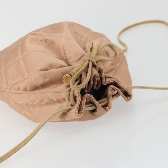 CHANEL Matelasse Schoudertas Rugzak Satijn Roze Goud CC Auth bs34274