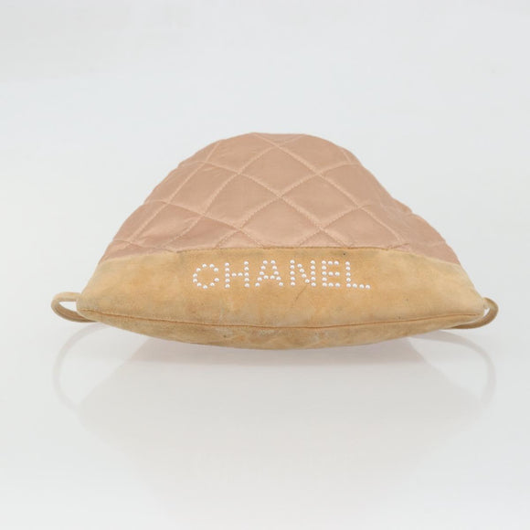 CHANEL Matelasse Schoudertas Rugzak Satijn Roze Goud CC Auth bs34274