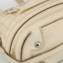 CHANEL Choco Bar Hand Bag Leather Ivory Silver CC Auth bs34277-14