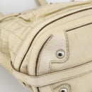 CHANEL Choco Bar Hand Bag Leather Ivory Silver CC Auth bs34277-16