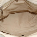 CHANEL Choco Bar Hand Bag Leather Ivory Silver CC Auth bs34277-10