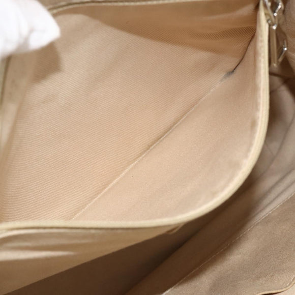 CHANEL Choco Bar Hand Bag Leather Ivory Silver CC Auth bs34277