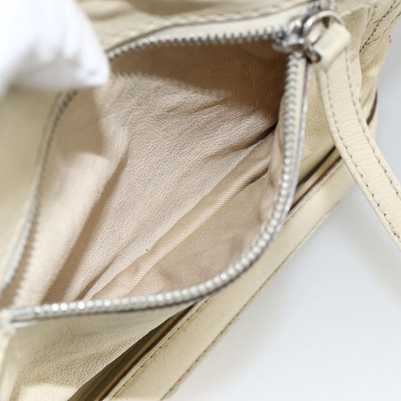 CHANEL Choco Bar Hand Bag Leather Ivory Silver CC Auth bs34277