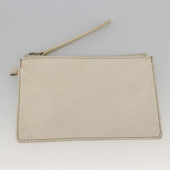 CHANEL Choco Bar Hand Bag Leather Ivory Silver CC Auth bs34277