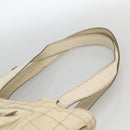 CHANEL Choco Bar Hand Bag Leather Ivory Silver CC Auth bs34277-8