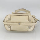 CHANEL Choco Bar Hand Bag Leather Ivory Silver CC Auth bs34277-5