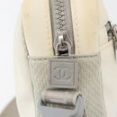 CHANEL Sports Camelia Shoulder Bag Nylon White Silver CC Auth bs34278-10