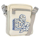 CHANEL Sports Camelia Shoulder Bag Nylon White Silver CC Auth bs34278-1