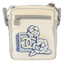 CHANEL Sports Camelia Shoulder Bag Nylon White Silver CC Auth bs34278-13