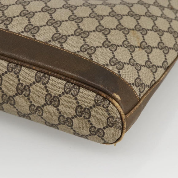 GUCCI GG Supreme Shoulder Bag PVC Beige Gold Auth bs34284