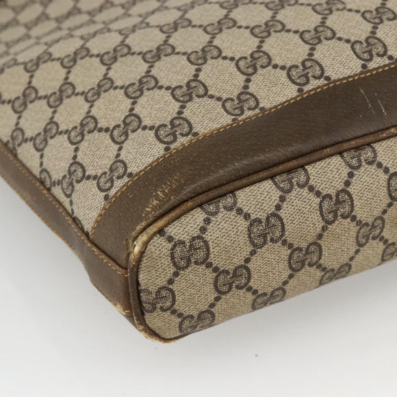 GUCCI GG Supreme Shoulder Bag PVC Beige Gold Auth bs34284