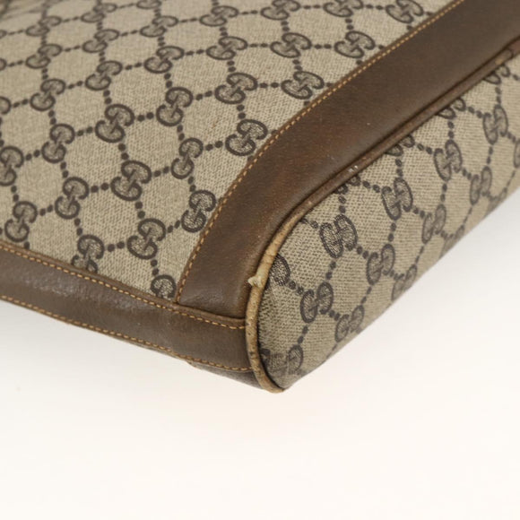 GUCCI GG Supreme Shoulder Bag PVC Beige Gold Auth bs34284