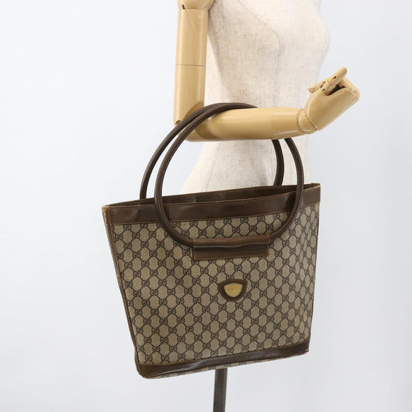 GUCCI GG Supreme Shoulder Bag PVC Beige Gold Auth bs34284