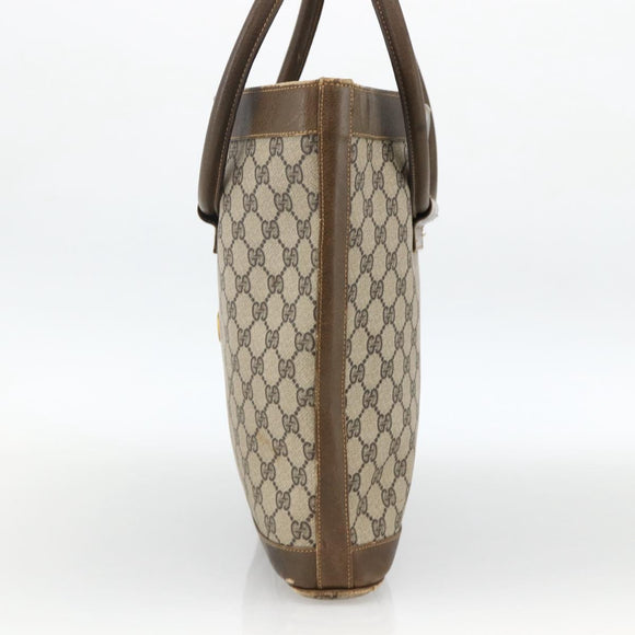 GUCCI GG Supreme Shoulder Bag PVC Beige Gold Auth bs34284