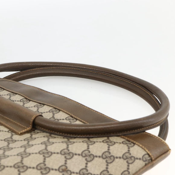 GUCCI GG Supreme Shoulder Bag PVC Beige Gold Auth bs34284