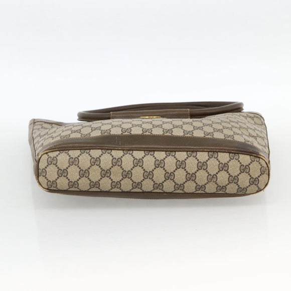 GUCCI GG Supreme Shoulder Bag PVC Beige Gold Auth bs34284
