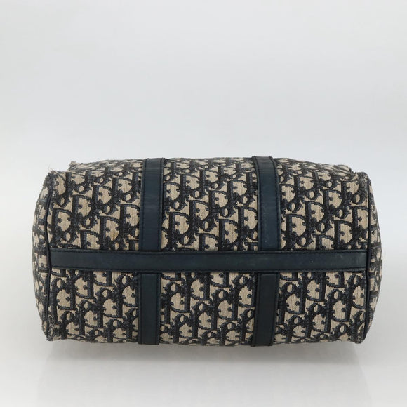 Christian Dior Trotter Canvas Boston Bag Navy Silver Auth bs34286