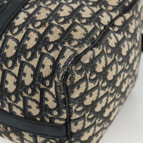 Christian Dior Trotter Canvas Boston Bag Navy Silver Auth bs34286