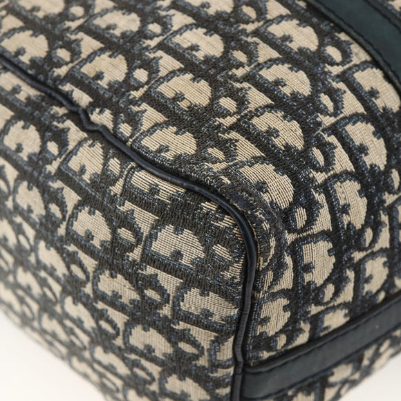 Christian Dior Trotter Canvas Boston Bag Navy Silver Auth bs34286