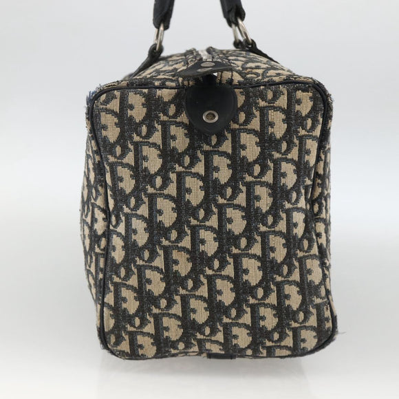Christian Dior Trotter Canvas Boston Bag Navy Silver Auth bs34286