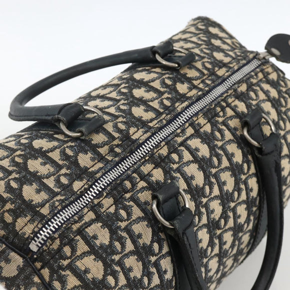 Christian Dior Trotter Canvas Boston Bag Navy Silver Auth bs34286