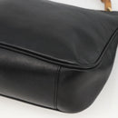GUCCI Bamboo Hand Bag Leather 2way Black Gold Auth bs34287-15