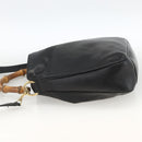 GUCCI Bamboo Hand Bag Leather 2way Black Gold Auth bs34287-3