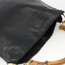 GUCCI Bamboo Hand Bag Leather 2way Black Gold Auth bs34287-6