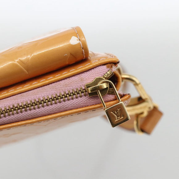LOUIS VUITTON Monogram Vernis Motto Pouch Marshmallow Pink M91312 Auth bs34298