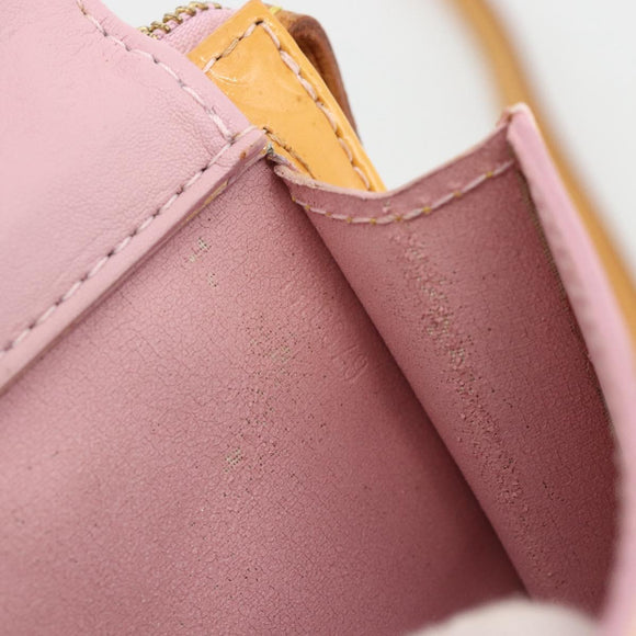 LOUIS VUITTON Monogram Vernis Motto Pouch Marshmallow Pink M91312 Auth bs34298