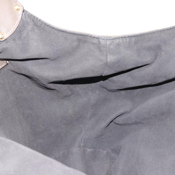 LOUIS VUITTON Punching Mahina L Tote Bag Leather Taupe M93121 LV Auth bs34306