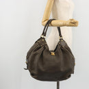 LOUIS VUITTON Punching Mahina L Tote Bag Leather Taupe M93121 LV Auth bs34306-22