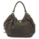 LOUIS VUITTON Punching Mahina L Tote Bag Leather Taupe M93121 LV Auth bs34306-13