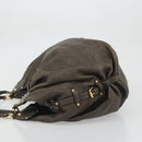 LOUIS VUITTON Punching Mahina L Tote Bag Leather Taupe M93121 LV Auth bs34306-4