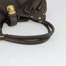 LOUIS VUITTON Punching Mahina L Tote Bag Leather Taupe M93121 LV Auth bs34306-7