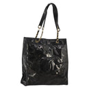 CHANEL Chain Tote Bag Patent Leather Black Gold CC Auth bs34312-1