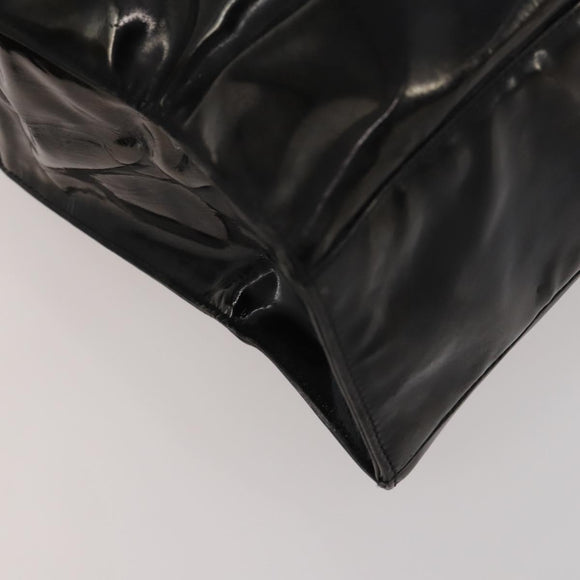 CHANEL Chain Tote Bag Patent Leather Black Gold CC Auth bs34312