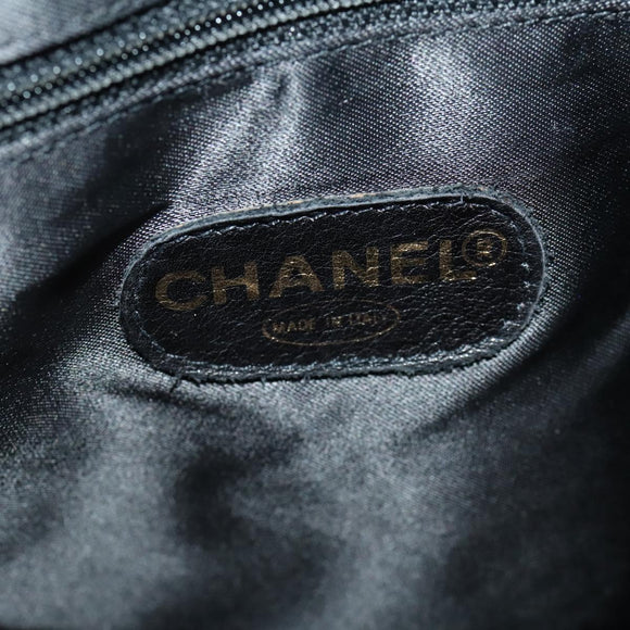 CHANEL Chain Tote Bag Patent Leather Black Gold CC Auth bs34312