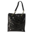 CHANEL Chain Tote Bag Patent Leather Black Gold CC Auth bs34312-2