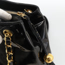 CHANEL Ketten-Einkaufstasche Lackleder Schwarz Gold CC Auth bs34313-18