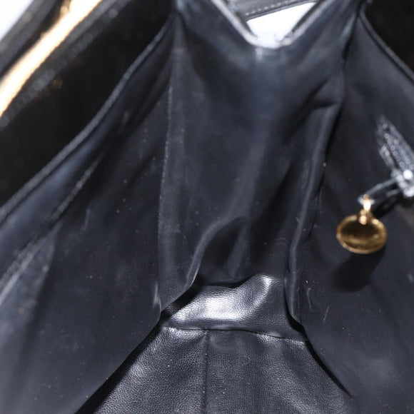 CHANEL Ketten-Einkaufstasche Lackleder Schwarz Gold CC Auth bs34313
