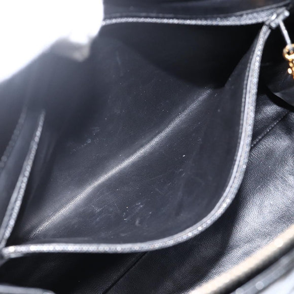 CHANEL Ketten-Einkaufstasche Lackleder Schwarz Gold CC Auth bs34313
