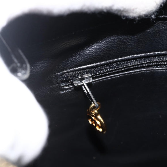 CHANEL Ketten-Einkaufstasche Lackleder Schwarz Gold CC Auth bs34313