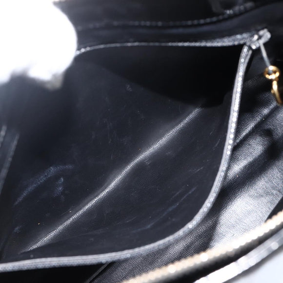 CHANEL Ketten-Einkaufstasche Lackleder Schwarz Gold CC Auth bs34313