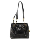 CHANEL Ketten-Einkaufstasche Lackleder Schwarz Gold CC Auth bs34313-2