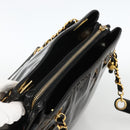 CHANEL Ketten-Einkaufstasche Lackleder Schwarz Gold CC Auth bs34313-6