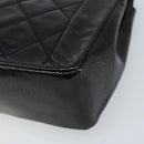 CHANEL Diana 25 Matelasse Chain Bag Patent Leather Black Gold CC Auth bs34314-12
